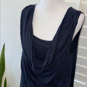 ANN TAYLOR SIZE L~ CLASSIC NAVY TANK TOP COWL NECK WITH GATHERED HEM ON SHIRT